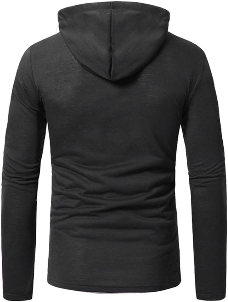 Wintialy Fashion Men'S Autumn Fastener Long Sleeved Hoodie Sweatshirts Top Blouse Black