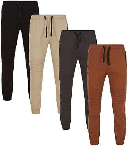 Joggers for Men Stretch Drawstring Mens Joggers Zipper Pockets Soft Twill Cotton Slim Fit Men Sweatpants