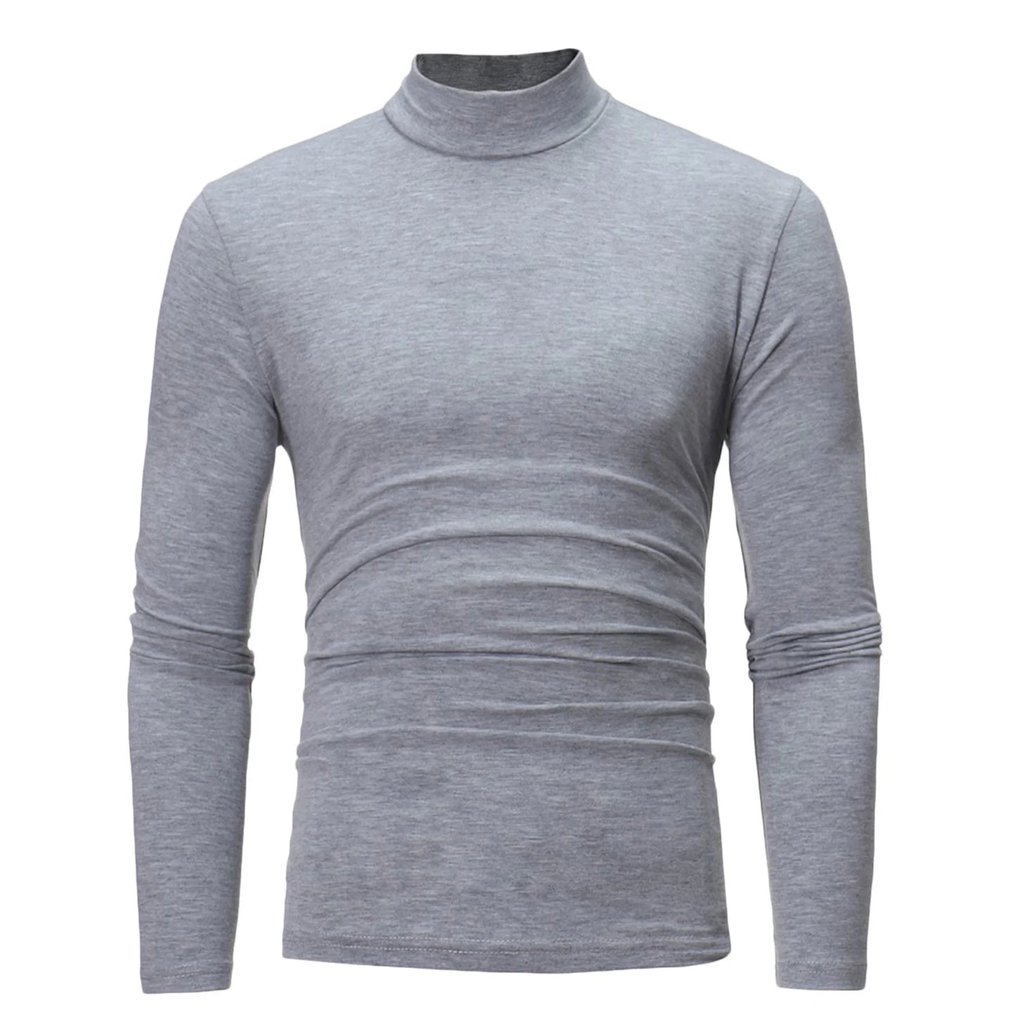 Men Comfy Soft Cotton Blends Turtleneck T-Shirt Pullover Sweater Men'S Casual Slim Fitted Lightweight Basic Teeop