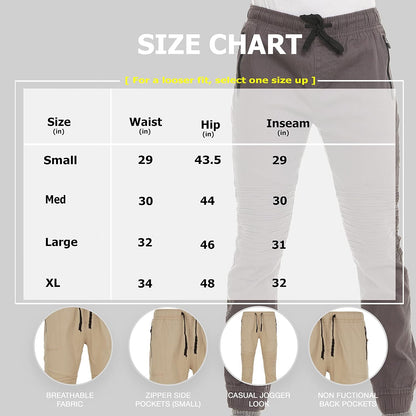 Joggers for Men Stretch Drawstring Mens Joggers Zipper Pockets Soft Twill Cotton Slim Fit Men Sweatpants