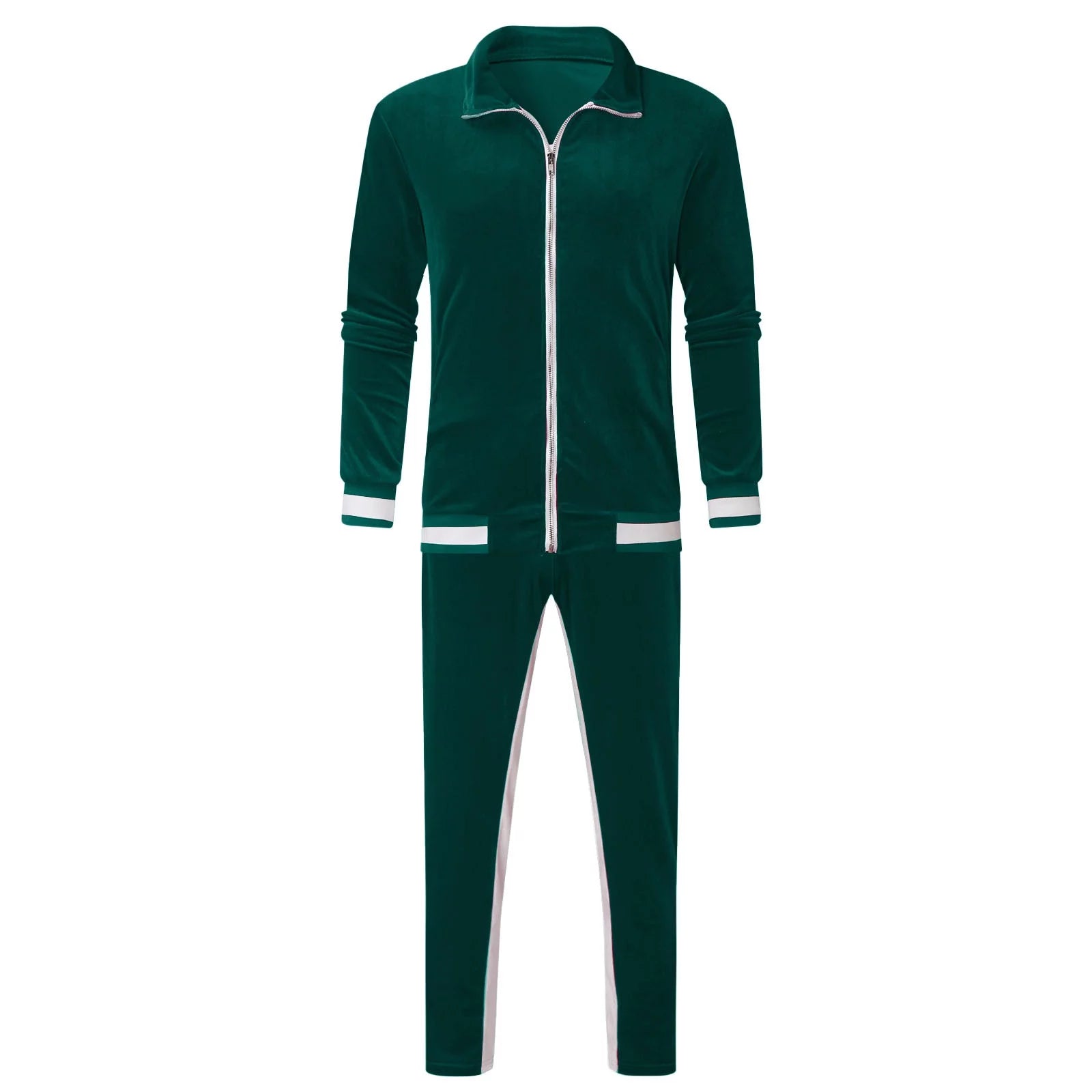 Velour Tracksuit Mens,2023 Men'S Velour Tracksuit 2 Pieces Winter Warm Full Zip up Jacket Sweatpants Fitness Sportswear Sweatsuit Jogger Sets