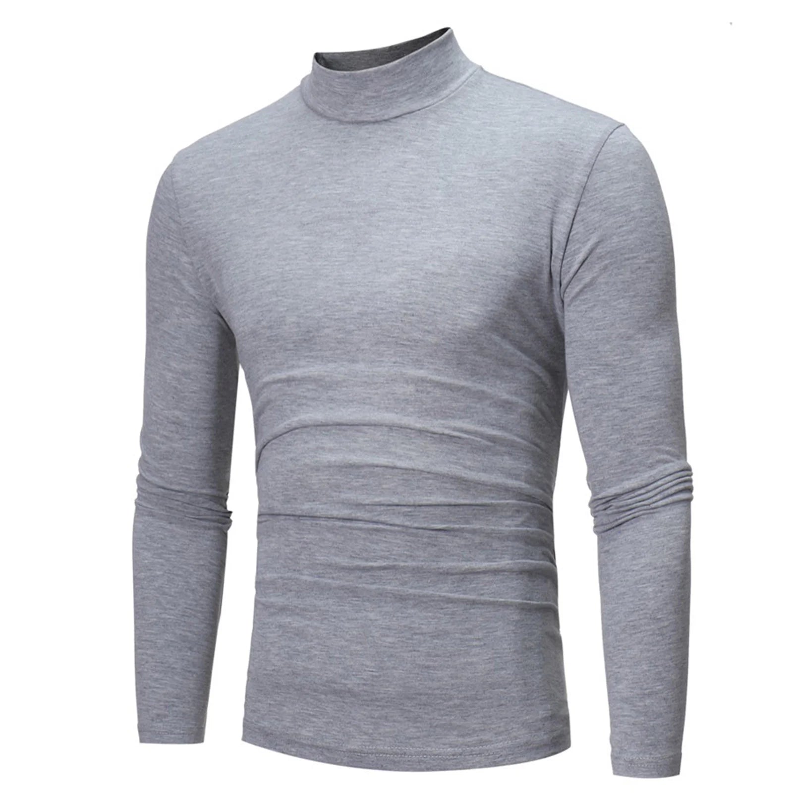 Men Comfy Soft Cotton Blends Turtleneck T-Shirt Pullover Sweater Men'S Casual Slim Fitted Lightweight Basic Teeop